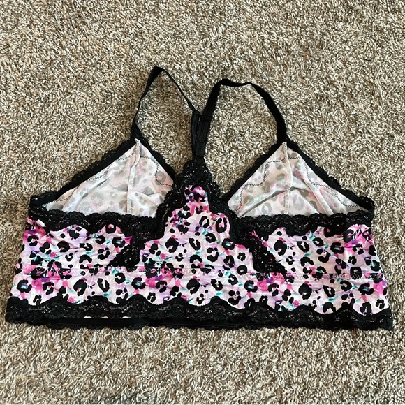 Torrid Multicolored Floral/Leopard Print Unlined Lace Trim Bralette, 1X-4X NWT - Picture 2 of 4